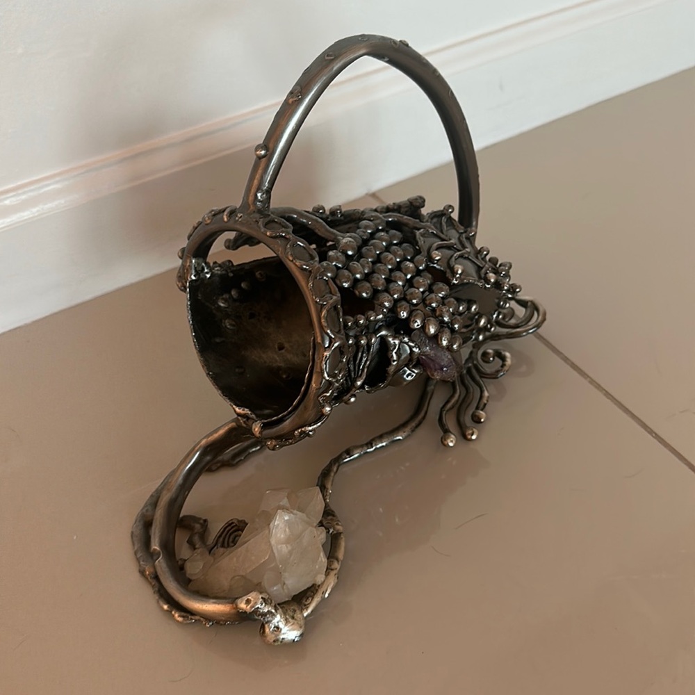Vintage wine holder w/ crystals